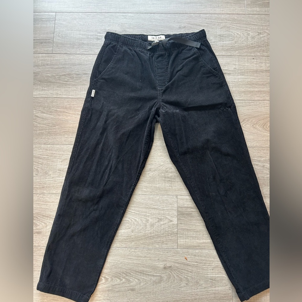 Taikan Black Corduroy Pants with Adjustable Belt (Size L)